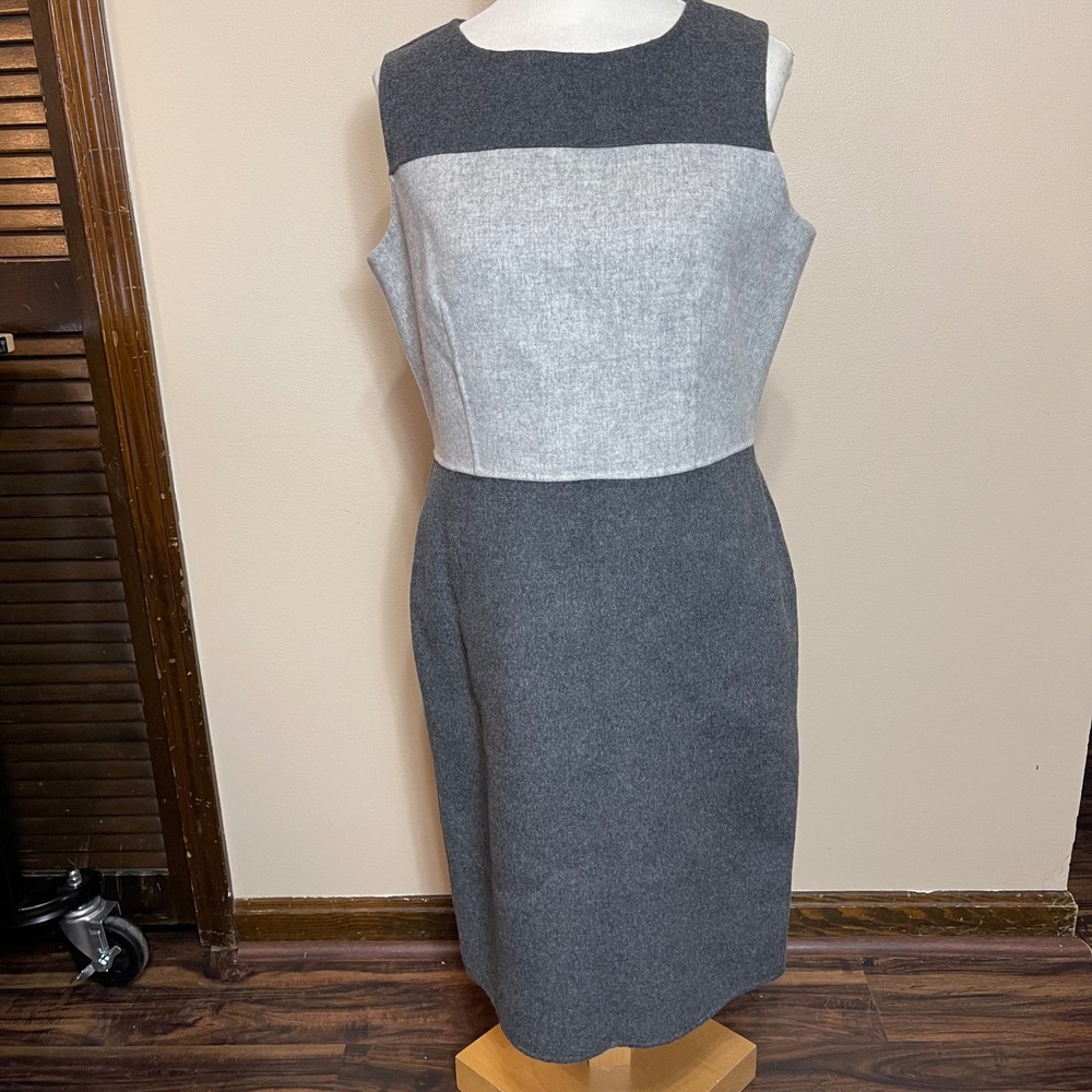 NEW Talbots Womens Colorblock Wool Blend Sheath Dress Grey Sleeveless Size 12